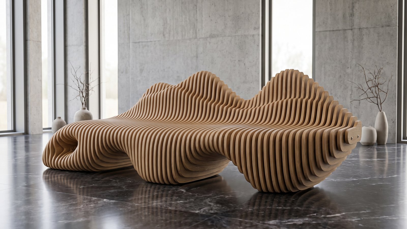 Parametric Wavy Wooden / Parametric bench Para (024)