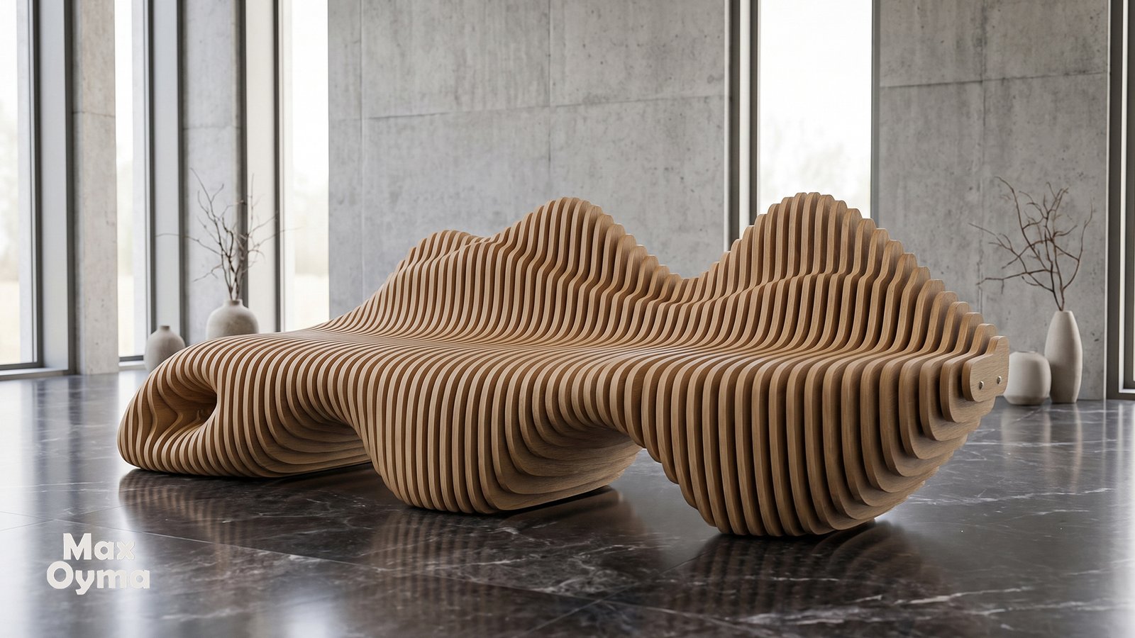 Parametric Wavy Wooden / Parametric bench Para (024)