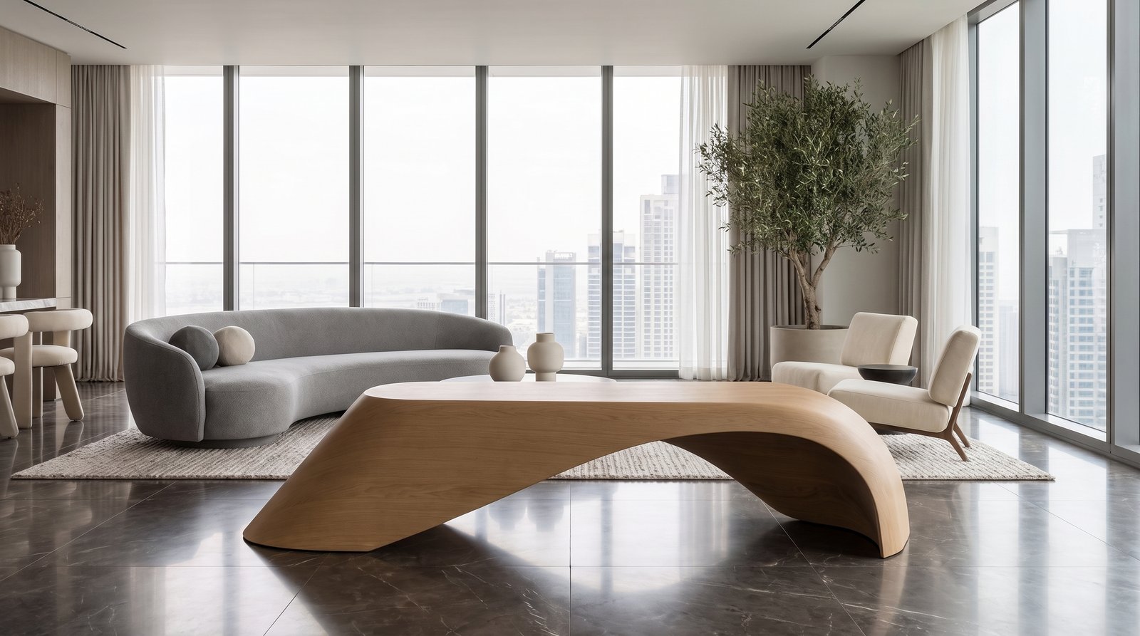 Parametric Wavy Wooden – Modern center Table / CNC files for cutting Para (026)