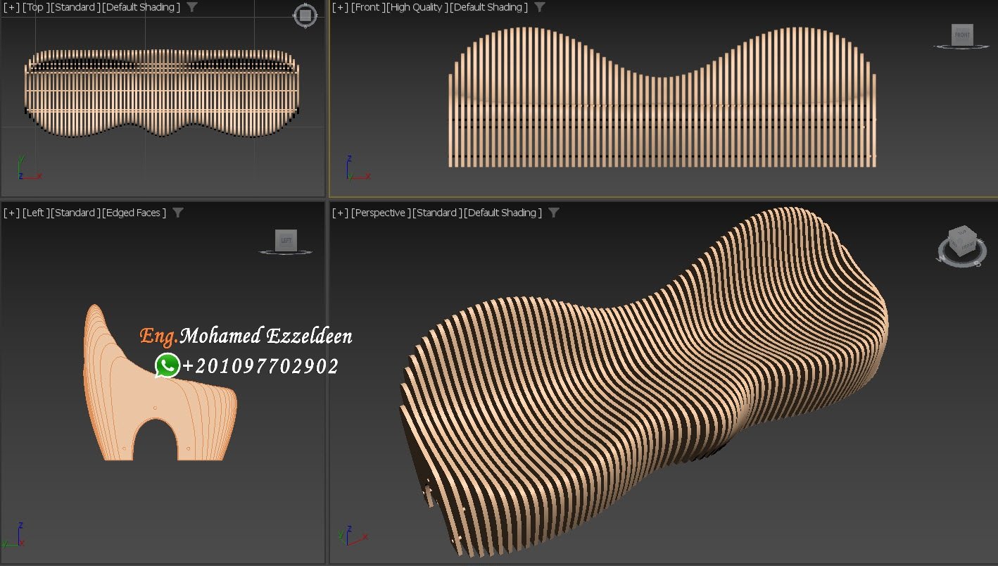 Parametric Wavy Wooden / Parametric bench Para (020) - Image 6
