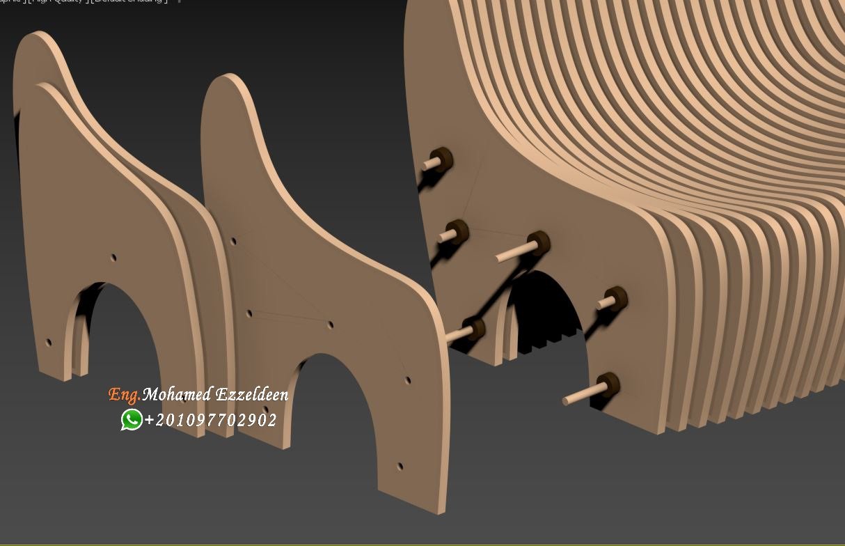 Parametric Wavy Wooden / Parametric bench Para (020) - Image 9