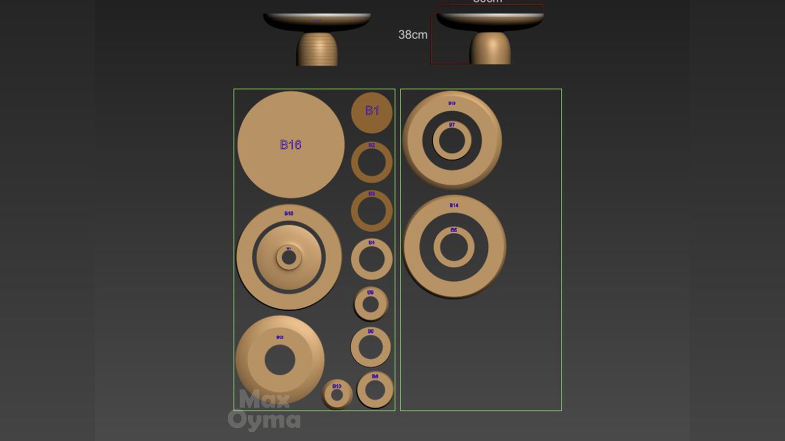 Parametric Round Wooden Bowl Coffee Table – CNC files for cutting Para (031) - Image 4