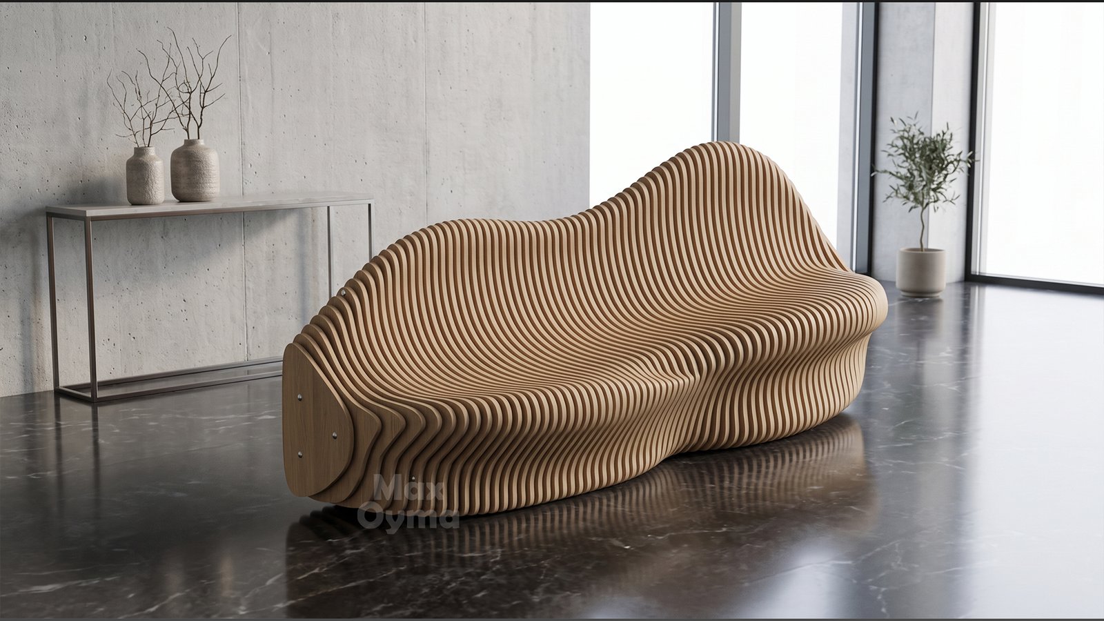 Parametric Wavy Wooden Bench – CNC files for cutting Para (033) - Image 3