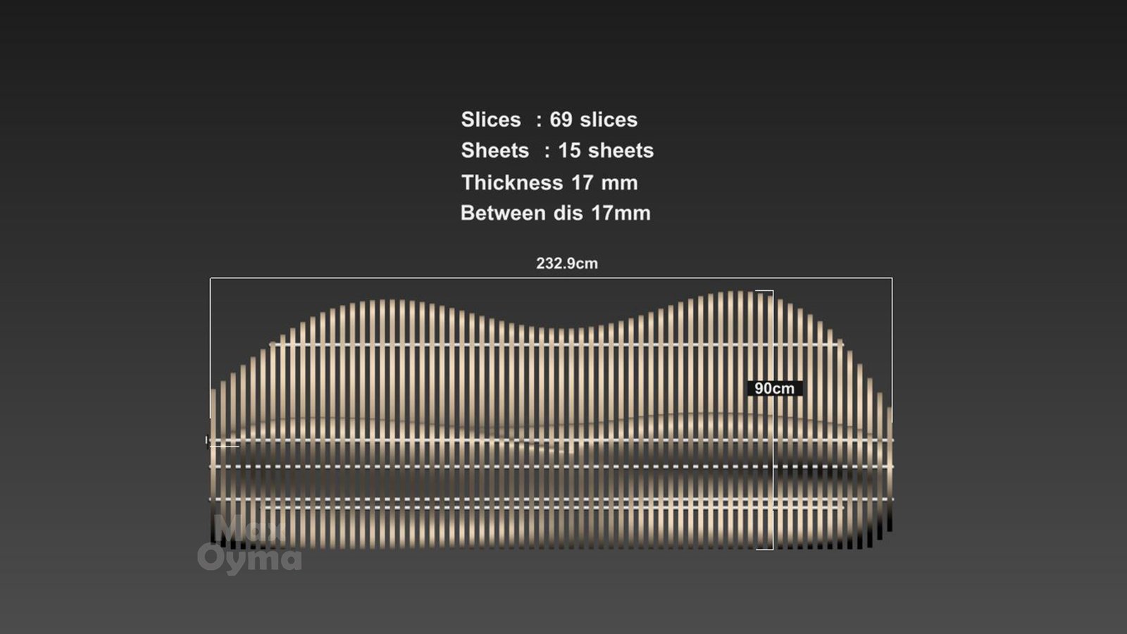Parametric Wavy Wooden Bench – CNC files for cutting Para (033) - Image 9