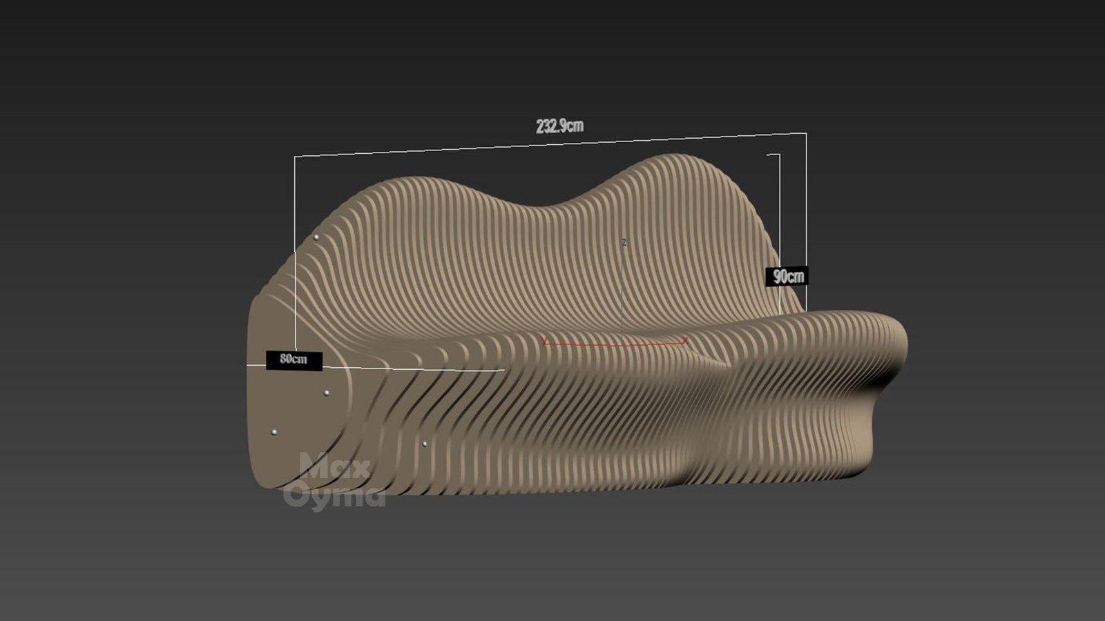 Parametric Wavy Wooden Bench – CNC files for cutting Para (033) - Image 10
